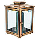 Grablampe quadratisch mit Glasfenstern – 20 × 14 × 14 cm, für Votivkerzen Ø 8 cm, Messing in Bronzeoptik s3