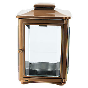 Square lamp for 3-inch candles, bronze finish, 8x5.5x5.5 in