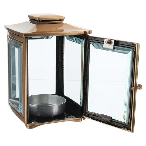 Square lamp for 3-inch candles, bronze finish, 8x5.5x5.5 in 4