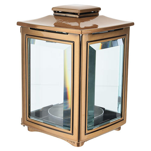 Square lamp for 3-inch candles, bronze finish, 8x5.5x5.5 in 5