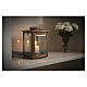Square Candle Holder Lamp for 8 cm candles, bronze finish, 20x14x14 cm s2