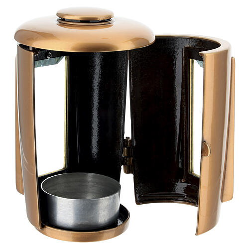 Lâmpada de cemitério para velas de diâmetro 6 cm para exterior em bronze 5