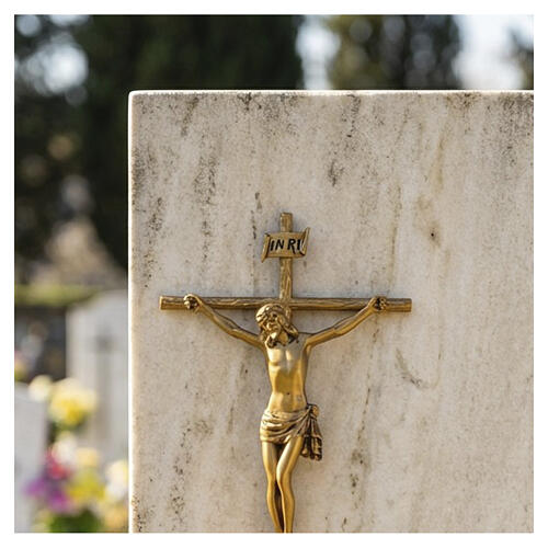 Bronzed INRI plaque for outdoor use, 3x4.5 cm 2