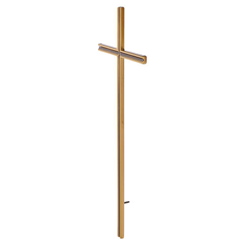 Kreuz zur Wandbefestigung mit mittiger Rille – 40 cm, Metall in Bronzeoptik 3