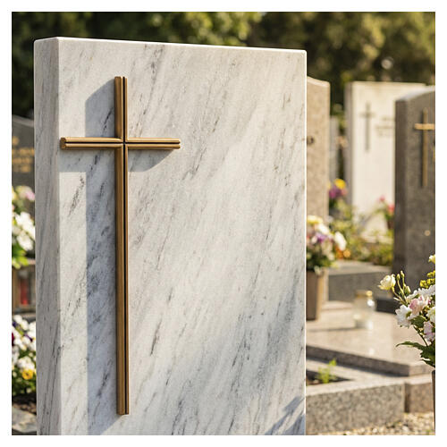 Bronze-finished outdoor Latin wall cross with darkened groove, 40 x 16 cm 2