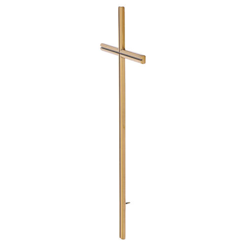 Bronze-finished outdoor Latin wall cross with darkened groove, 40 x 16 cm 3