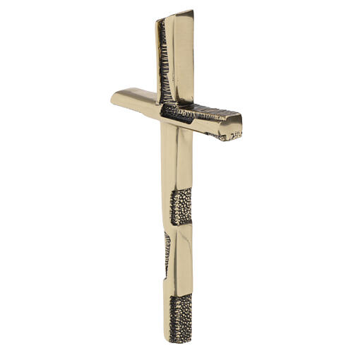 Modernes Kreuz zur Wandbefestigung aus polierter Bronze 3