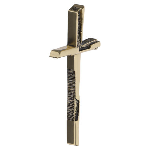 Modernes Kreuz zur Wandbefestigung aus polierter Bronze 4