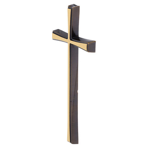 Modernes Kreuz zur Wandbefestigung aus satinierter Bronze 3