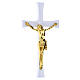 Croix émail blanc corps Christ doré pour extérieur s3
