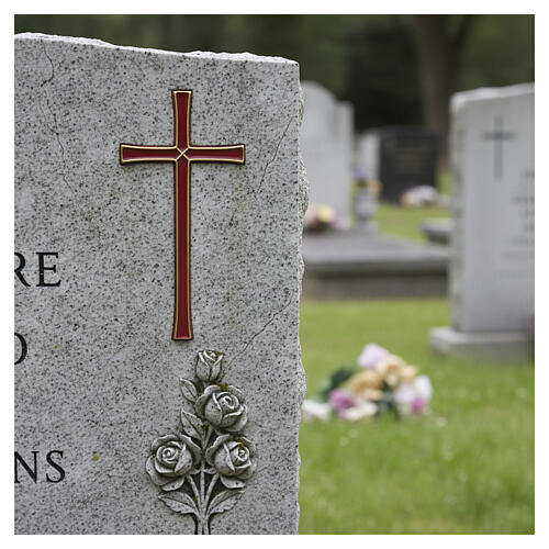 Bronzed Wall Cross with Red Enamel for Outdoor Use 2