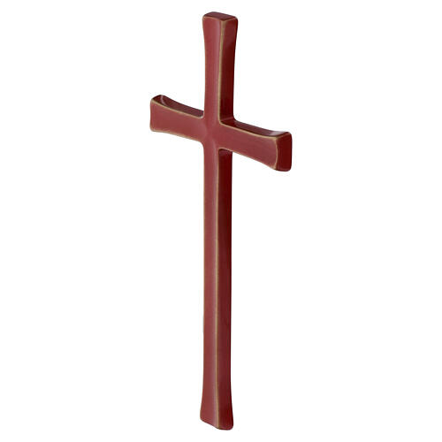 Bronzed Wall Cross with Red Enamel for Outdoor Use 3