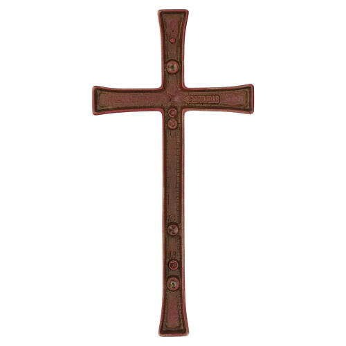 Bronzed Wall Cross with Red Enamel for Outdoor Use 4