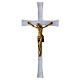 Wall cross with Carrara marble effect and bronze body of Christ s1