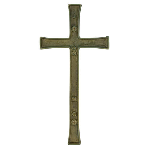 Cruz de pared esmalte verde bronceada para exterior 4