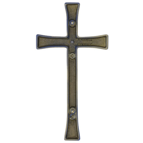 Blue enameled bronze Latin cross for outdoor use 4