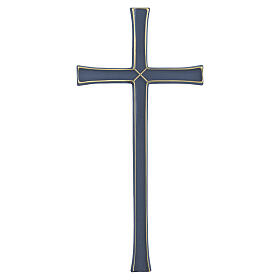 Croix latine émaillée bleu bronze pour l'extérieur