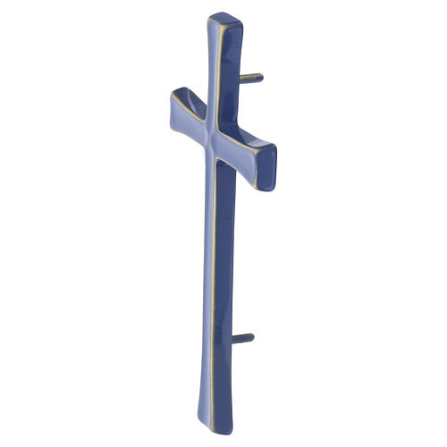 Croix latine émaillée bleu bronze pour l'extérieur 3