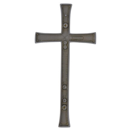 Bronzed Latin cross with grey enamel for outdoor use 4