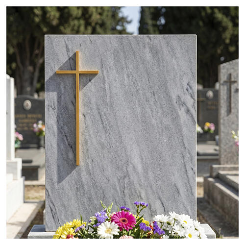 Bronze-finished funerary wall cross with wood-effect surface 2