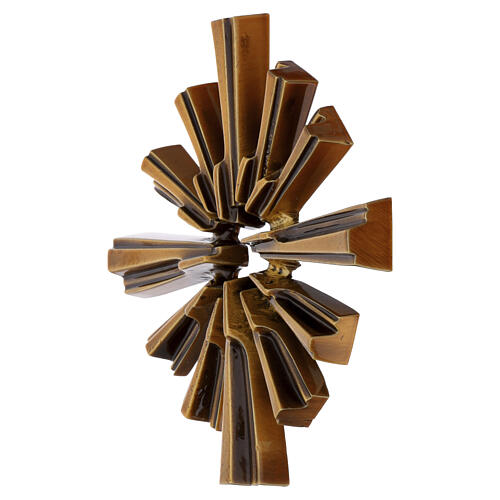 Cruz de parede em bronze com auréola de raios para exterior 17x17 cm 3