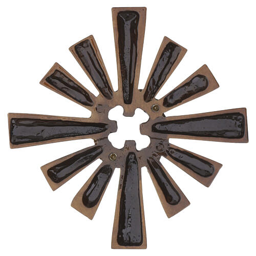 Cruz de parede em bronze com auréola de raios para exterior 17x17 cm 4