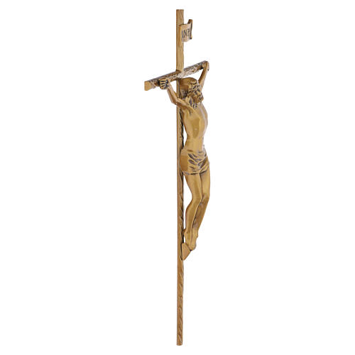 Bronze outdoor wall cross with Christ, 45x25 4
