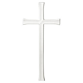 Croix latine murale émaillée blanche pour extérieur