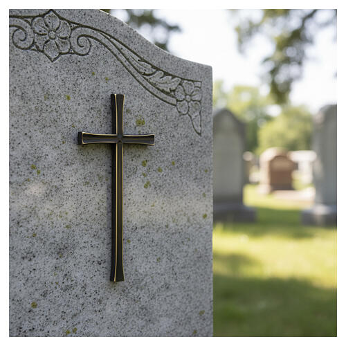 Bronzed cross with matte black enamel for outdoor use 2