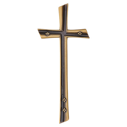 Bronze outdoor cross, burnished wavy effect 3
