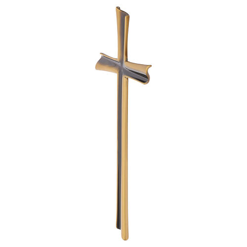 Bronze outdoor cross, burnished wavy effect 4