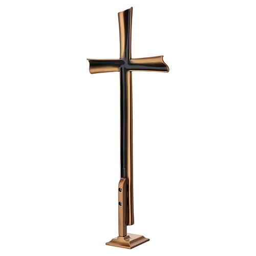 Bronzed double-sided outdoor cross on base 6