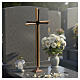 Bronzed double-sided outdoor cross on base s4