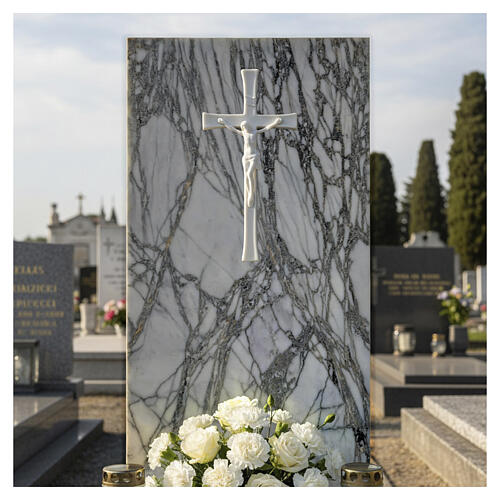 Wall cross with Christ and modern Carrara marble finish 2