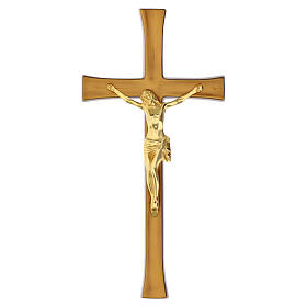 Bronzed wall crucifix with gilded corpus for outdoor use
