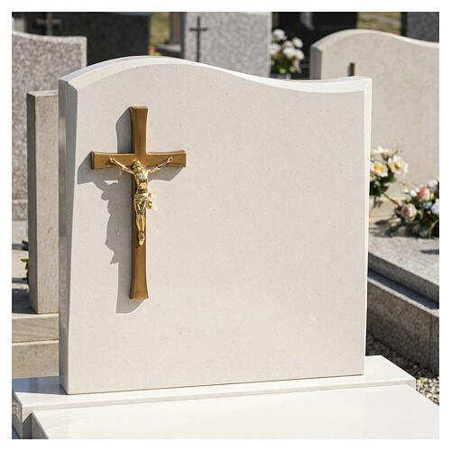 Bronzed outdoor wall cemetery crucifix with gilded corpus 2