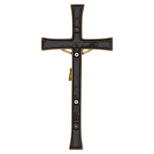 Bronzed outdoor wall cemetery crucifix with gilded corpus 4