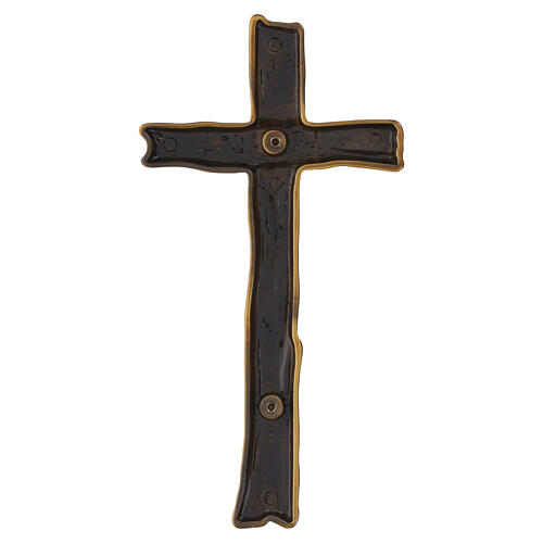 Bronze-finish decorative wall cross with mounting pins 4