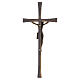 Bronzed outdoor wall crucifix with grooved cross s4