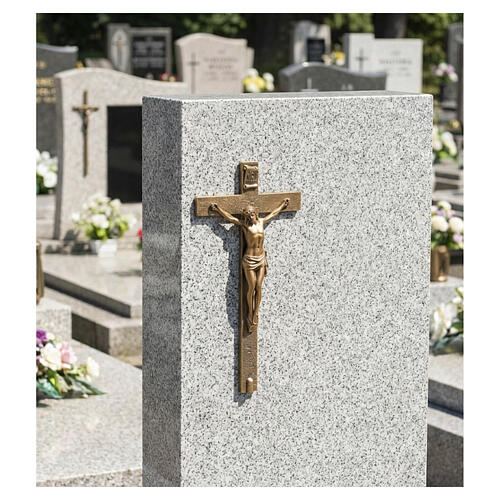 Bronze outdoor cemetery crucifix with contrasting cross 2