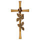 Croix latine murale bronze avec branche de roses pour extérieur s1