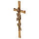 Bronzed Latin outdoor wall cross with rose branch s3