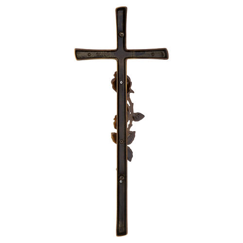 Cruz de pared con rosa bronce para exterior 4