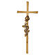 Bronze-plated outdoor wall cross with raised rose s1