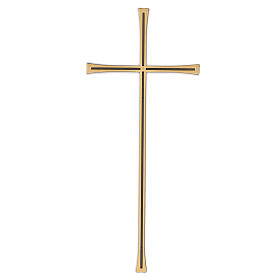 Bronze-finished wall cross with modern burnished decoration for outdoor use