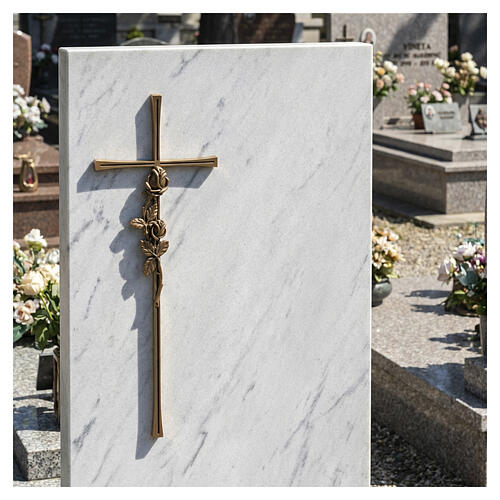 Bronze-plated outdoor wall cross with raised roses 2