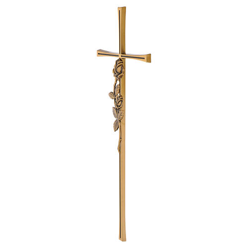Bronze-plated outdoor wall cross with raised roses 3