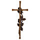 Bronzed decorative-line wall cross with wall fixings s4