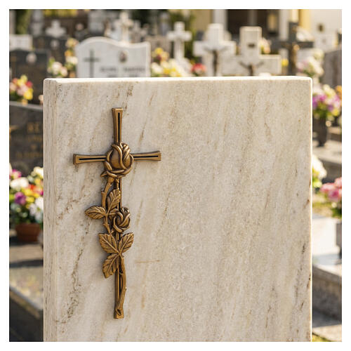 Bronzed Wall Cross with Decorative Rose (Wall-Mounted) 2