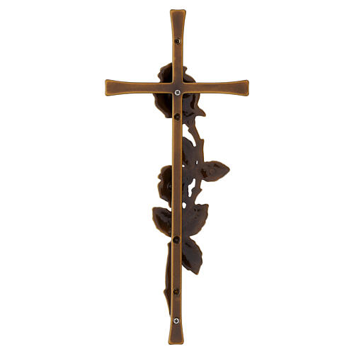 Bronzed Wall Cross with Decorative Rose (Wall-Mounted) 4